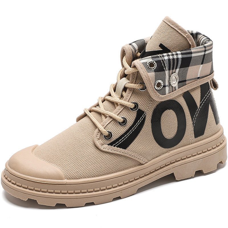 New All-match High-top Girls Canvas Short Boots Women&