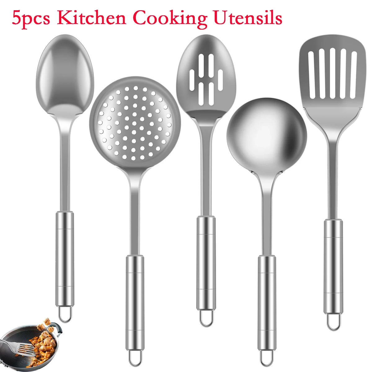 5Pcs Stainless Steel Kitchen Utensils Set Durable Cookware Tools-0