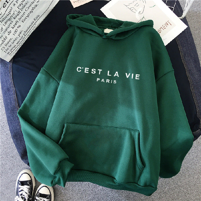letter print new hooded sweater women&