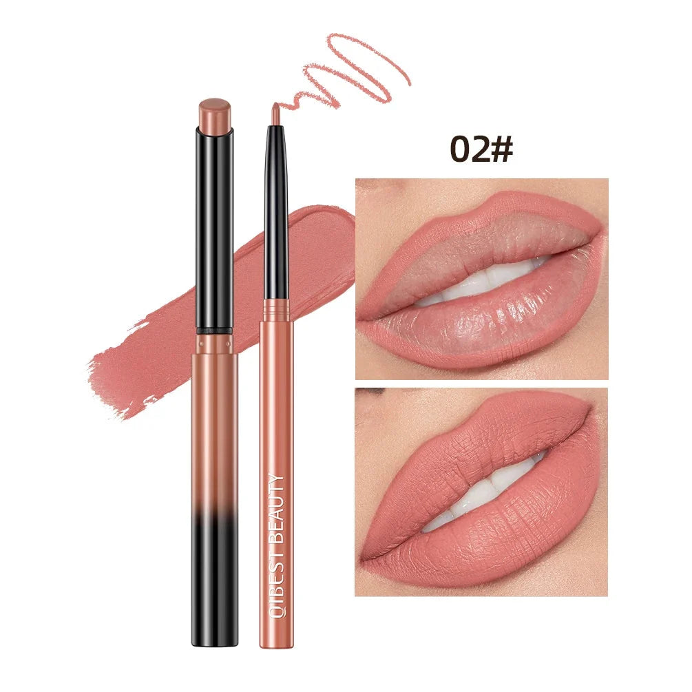 QIBEST Matte Nude Lipstick & Lipliner Set Waterproof Long Lasting