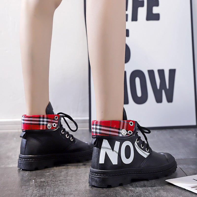 New All-match High-top Girls Canvas Short Boots Women&