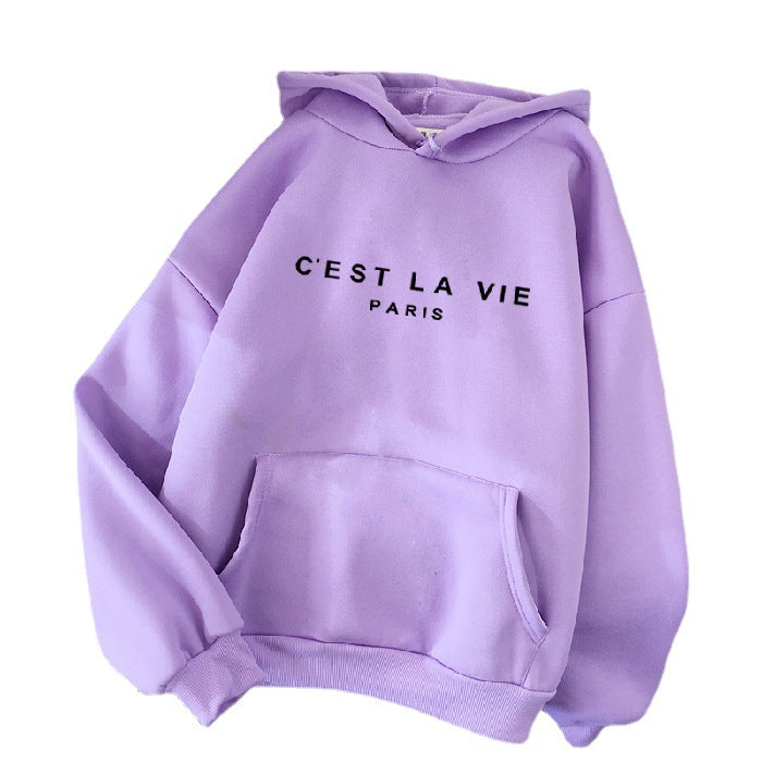 letter print new hooded sweater women&
