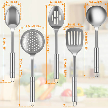 5Pcs Stainless Steel Kitchen Utensils Set Durable Cookware Tools-4