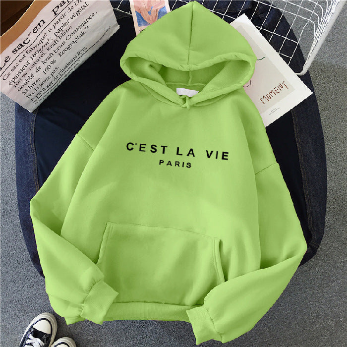 letter print new hooded sweater women&