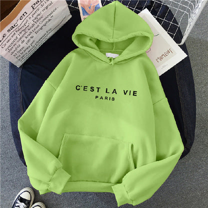 letter print new hooded sweater women&