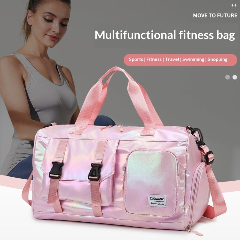 Colorful Pearlescent Yoga Fitness Bag With Dry-wet Separation