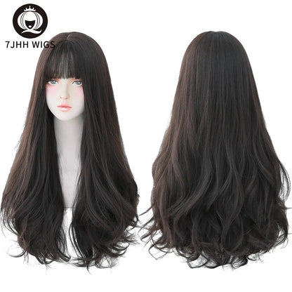 7JHH Wigs Brown Ash Long Deep Wave Wig