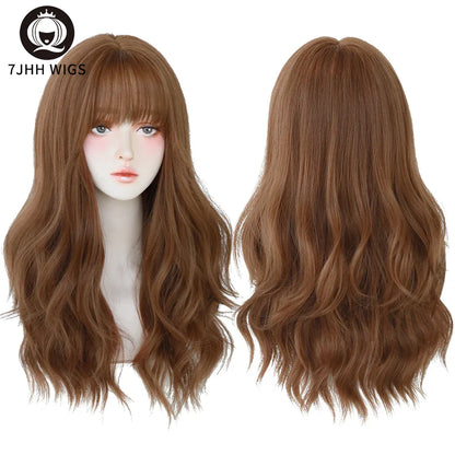7JHH Wigs Brown Ash Long Deep Wave Wig