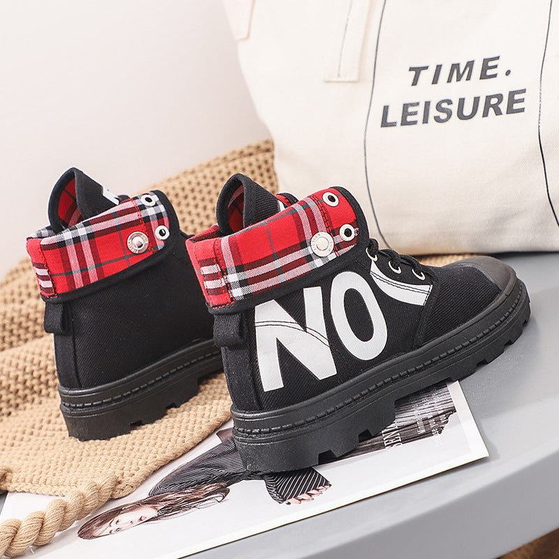 New All-match High-top Girls Canvas Short Boots Women&