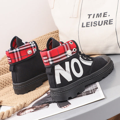 New All-match High-top Girls Canvas Short Boots Women&