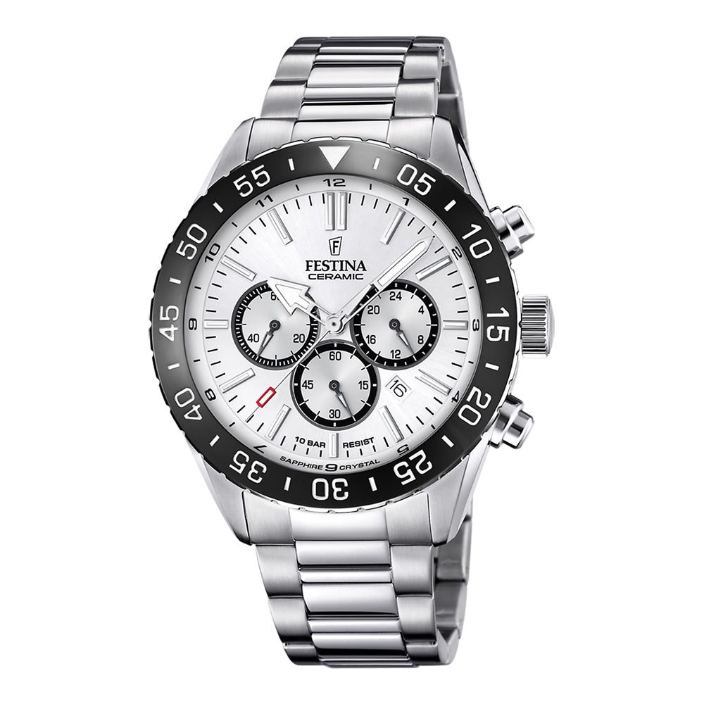 Festina Ceramic F20575/1 Herren Chronograph 44mm Saphirglas