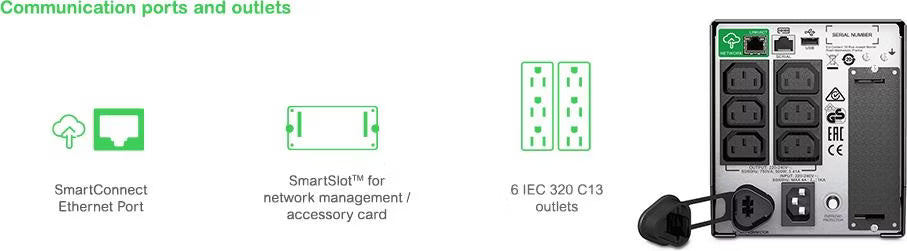APC Smart-UPS SMT750IC Anschlüsse und Display