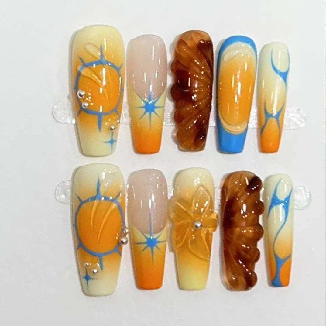 Black Handmade Press On Nails-11