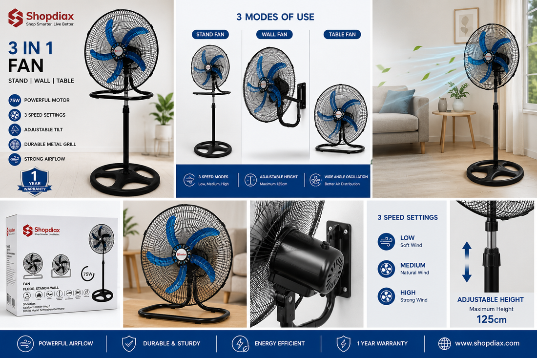 3-in-1 Adjustable Desk &amp; Wall Fan – view 2