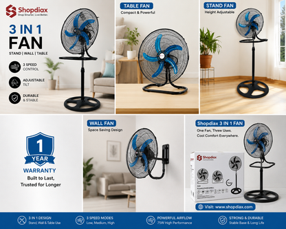 3-in-1 Adjustable Desk &amp; Wall Fan – view 3
