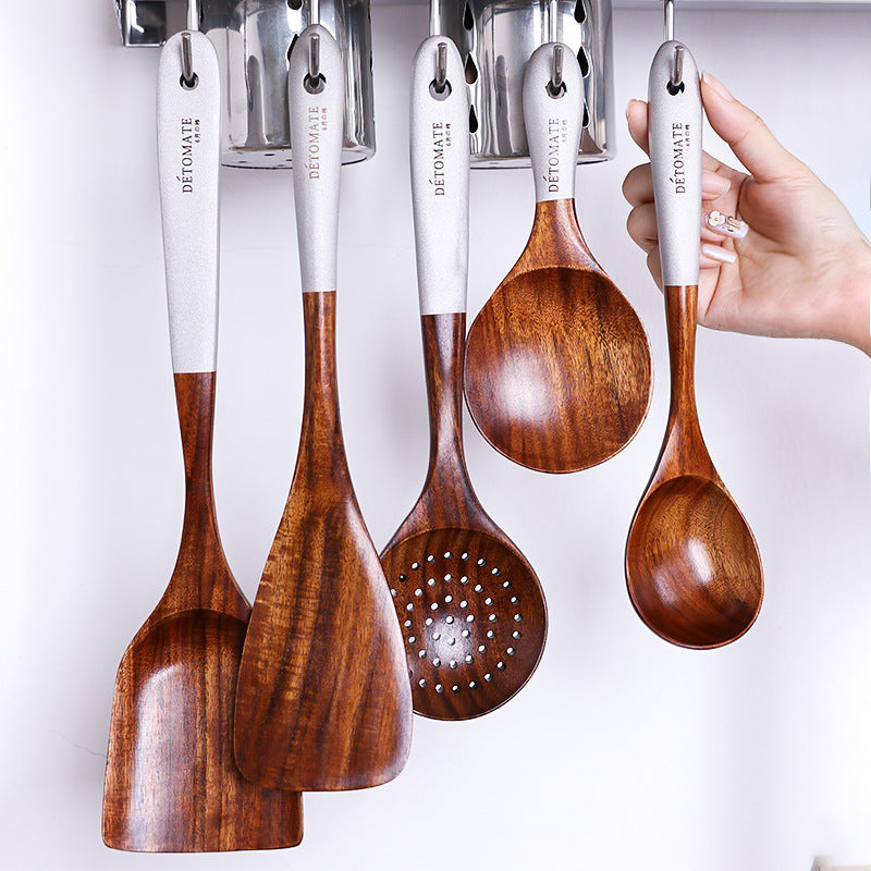 Colorful Teak Lacquer Kitchen Utensils Set-0