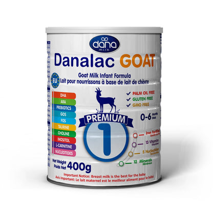 Danalac Goat Milk Infant Formula 400g Stage 1 Baby Milk Powder for Infants and Toddlers Age 0-6 Months (Pack of 1)