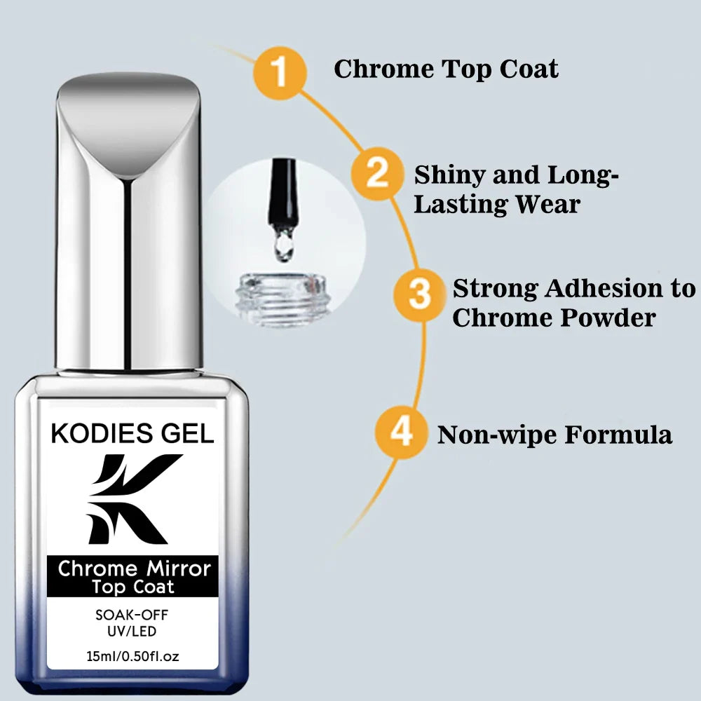 KODIES GEL Chrome Mirror Top Coat for Stunning Nail Shine-2