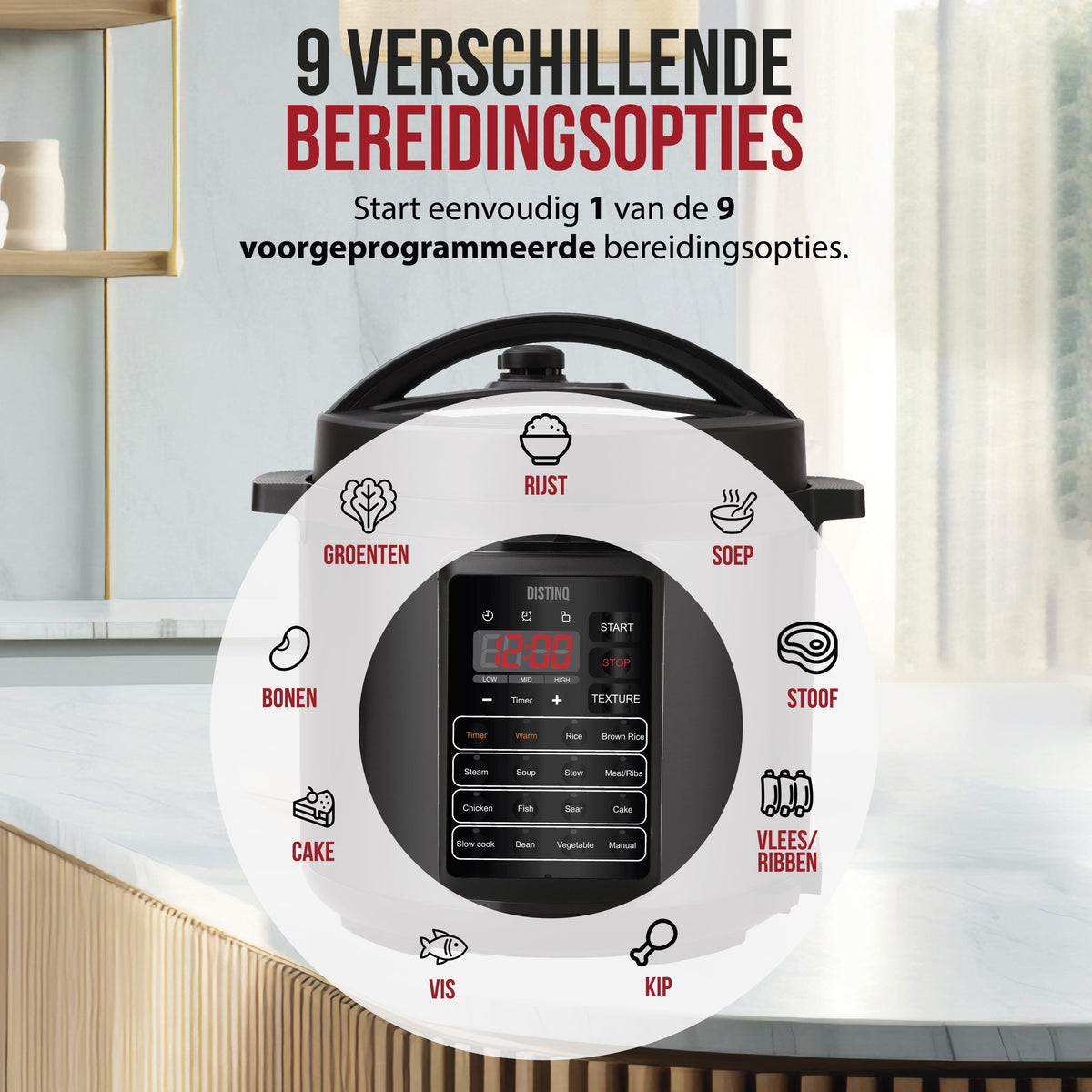 DistinQ Multicooker 10-in-1 Electric Pressure Cooker with Digital Controls