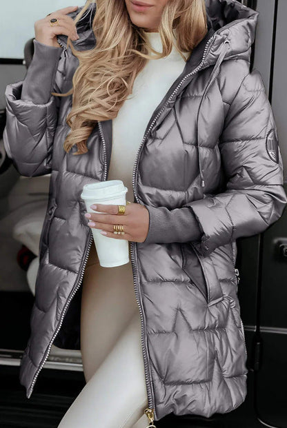 Hooded cotton jacket with three zippers