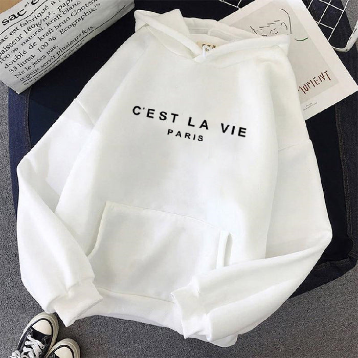 letter print new hooded sweater women&