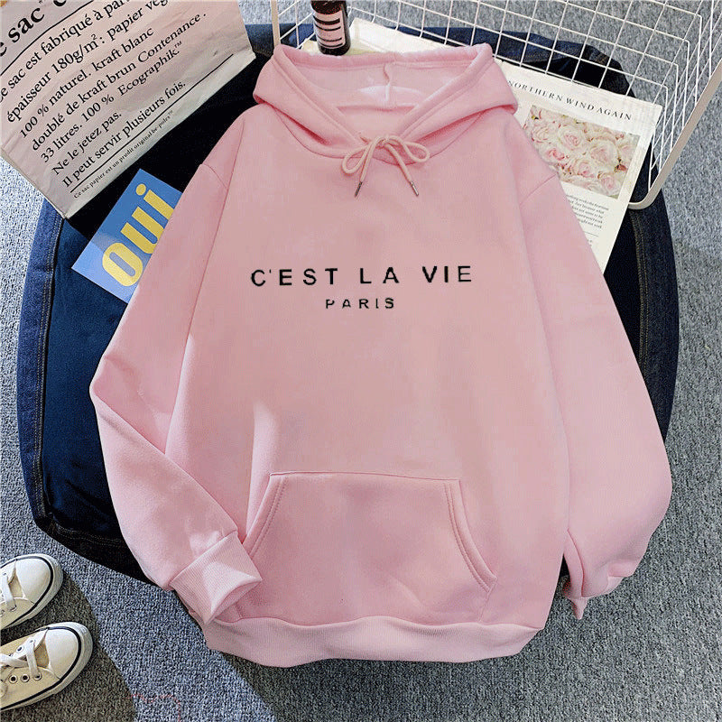 letter print new hooded sweater women&