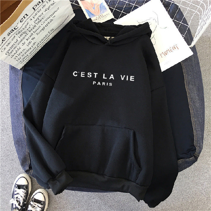 letter print new hooded sweater women&