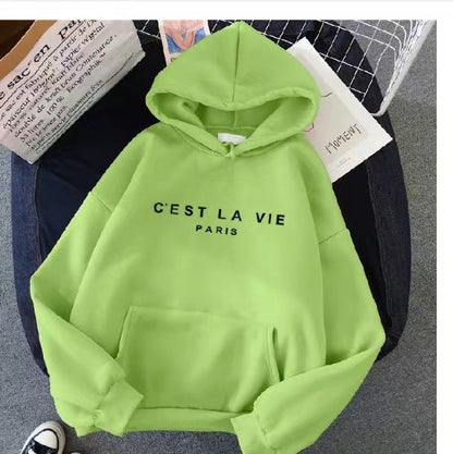 letter print new hooded sweater women&