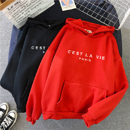 letter print new hooded sweater women&