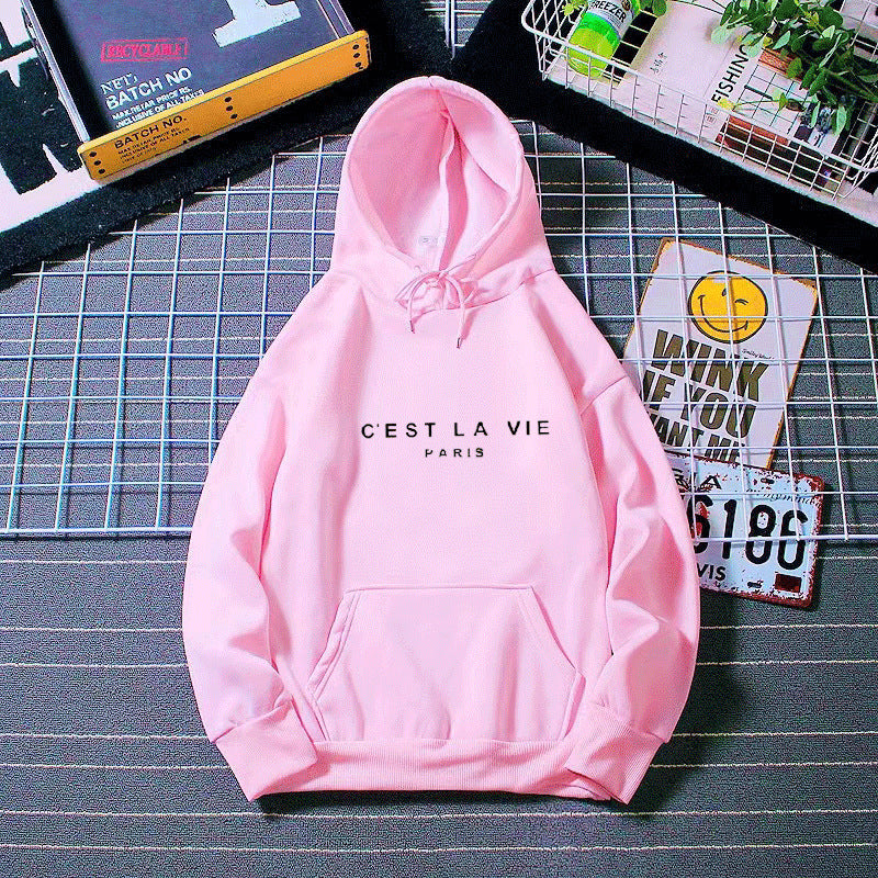 letter print new hooded sweater women&