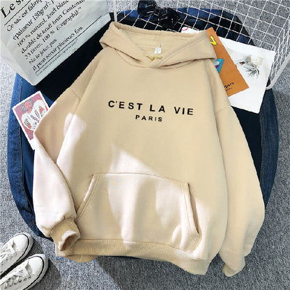 letter print new hooded sweater women&