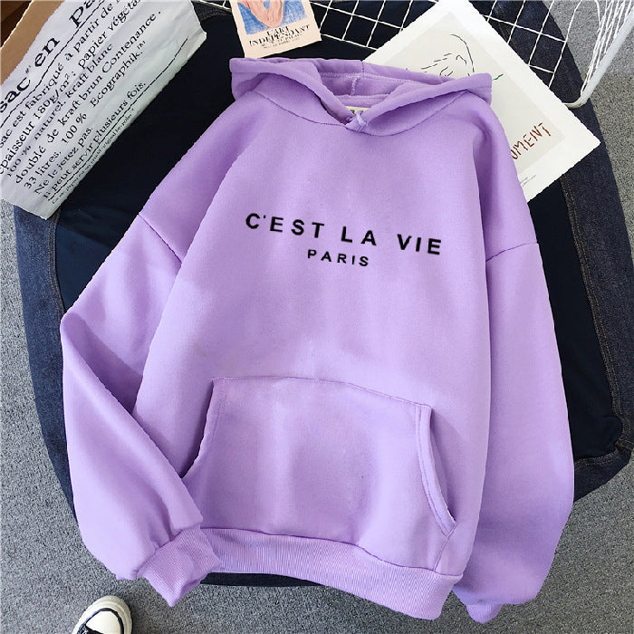 letter print new hooded sweater women&