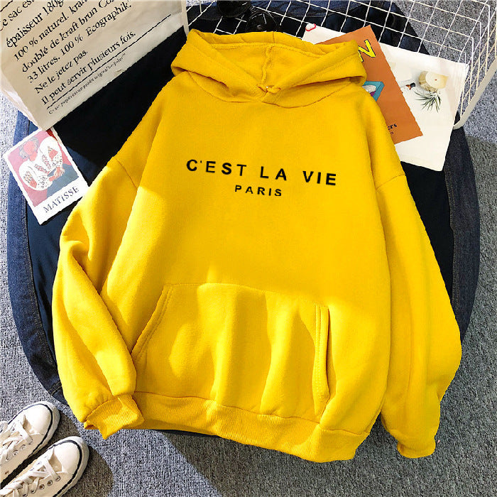 letter print new hooded sweater women&