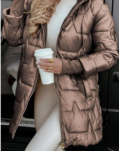 Hooded cotton jacket with three zippers