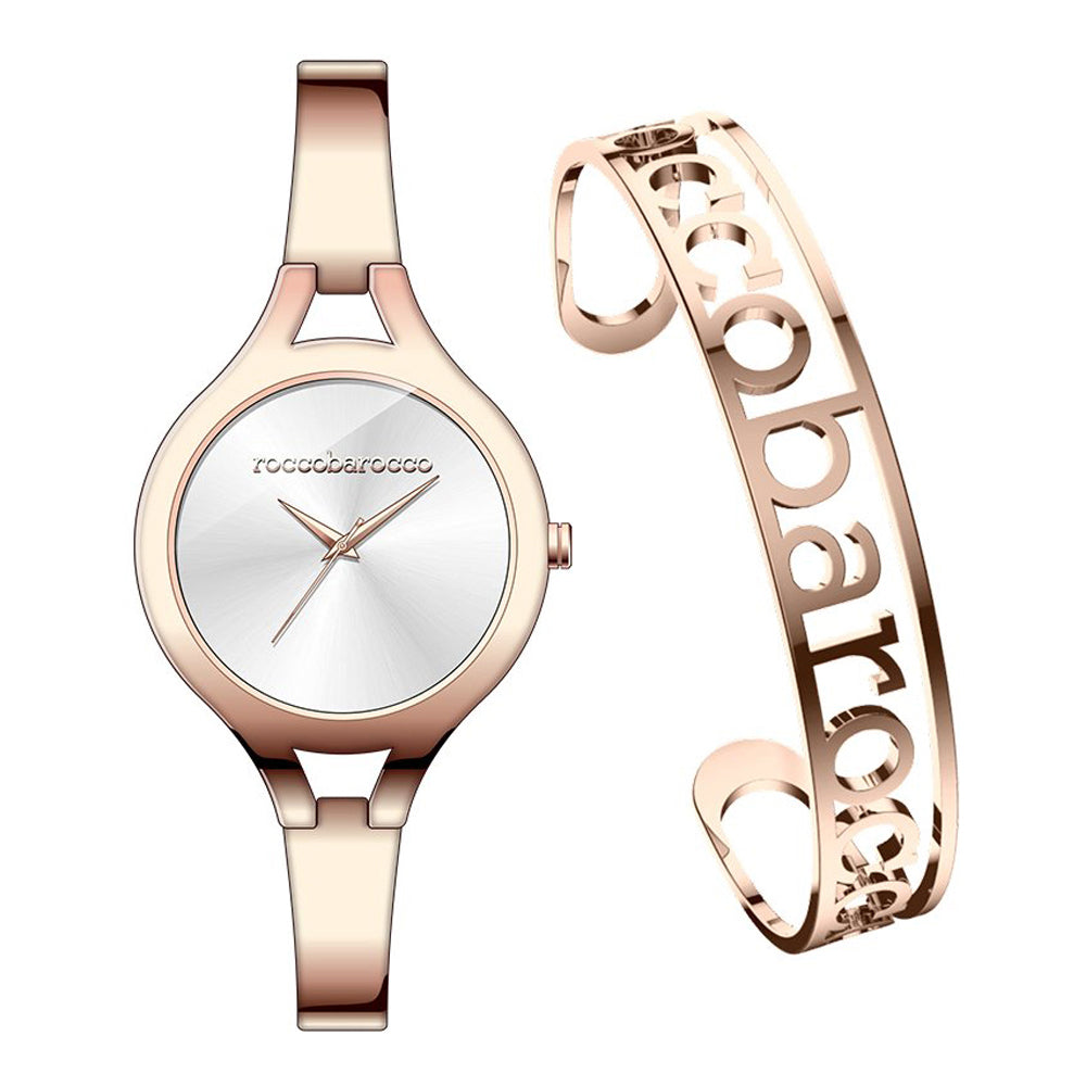 Roccobarocco Bangle RB.2216S-04M Damenuhr und Armreif Set Roségold