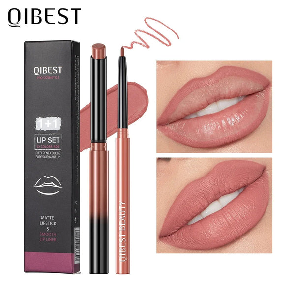 QIBEST Matte Lipstick & Lip Liner Set – 11 Shades