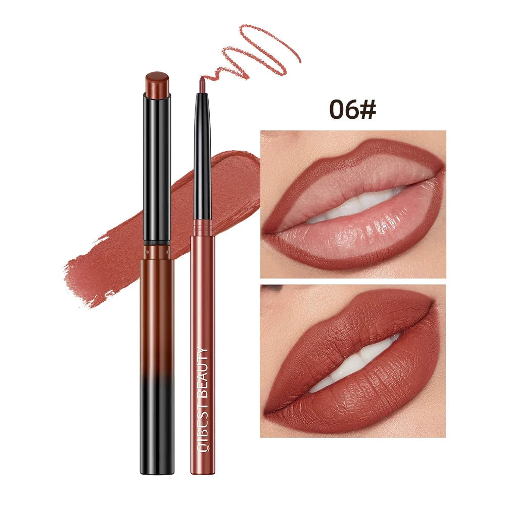 QIBEST Matte Nude Lipstick &amp; Lipliner Set Waterproof Long Lasting