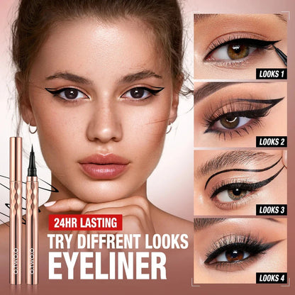 O.TWO.O Eyeliner Pencil Liquid Eye Liner Waterproof Smudge Proof Quick Drying 12 Hour Wear Ultra Fine Black Eyeliner for Arrows