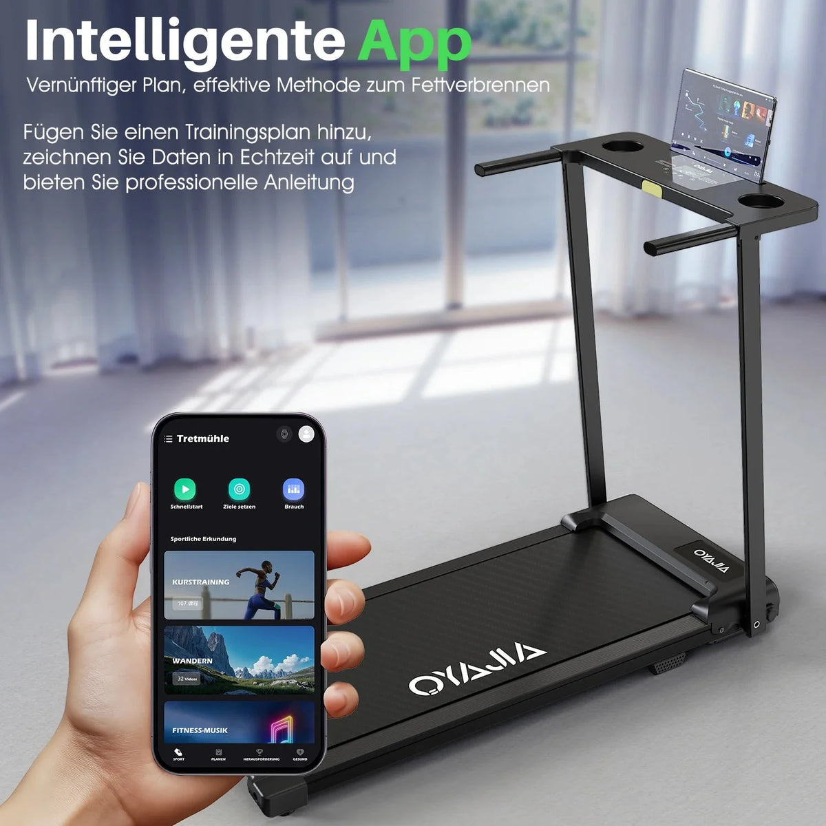 OYAJIA 3-in-1 Foldable Treadmill 2.5 HP – 12 km/h, 120 kg – view 3