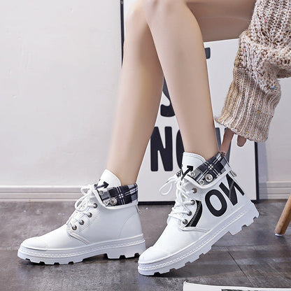 New All-match High-top Girls Canvas Short Boots Women&