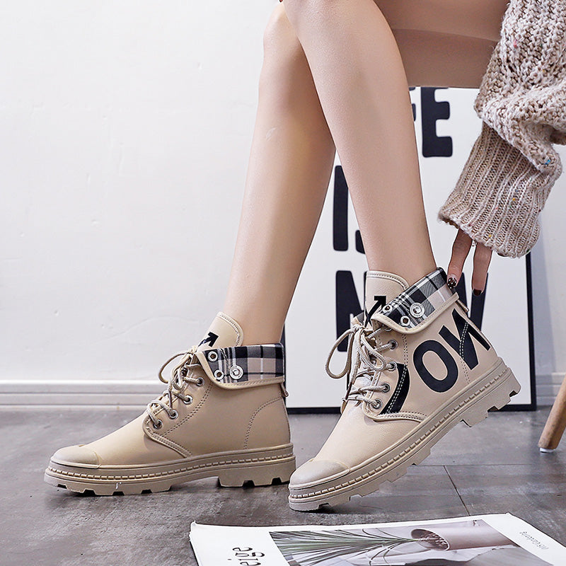 New All-match High-top Girls Canvas Short Boots Women&