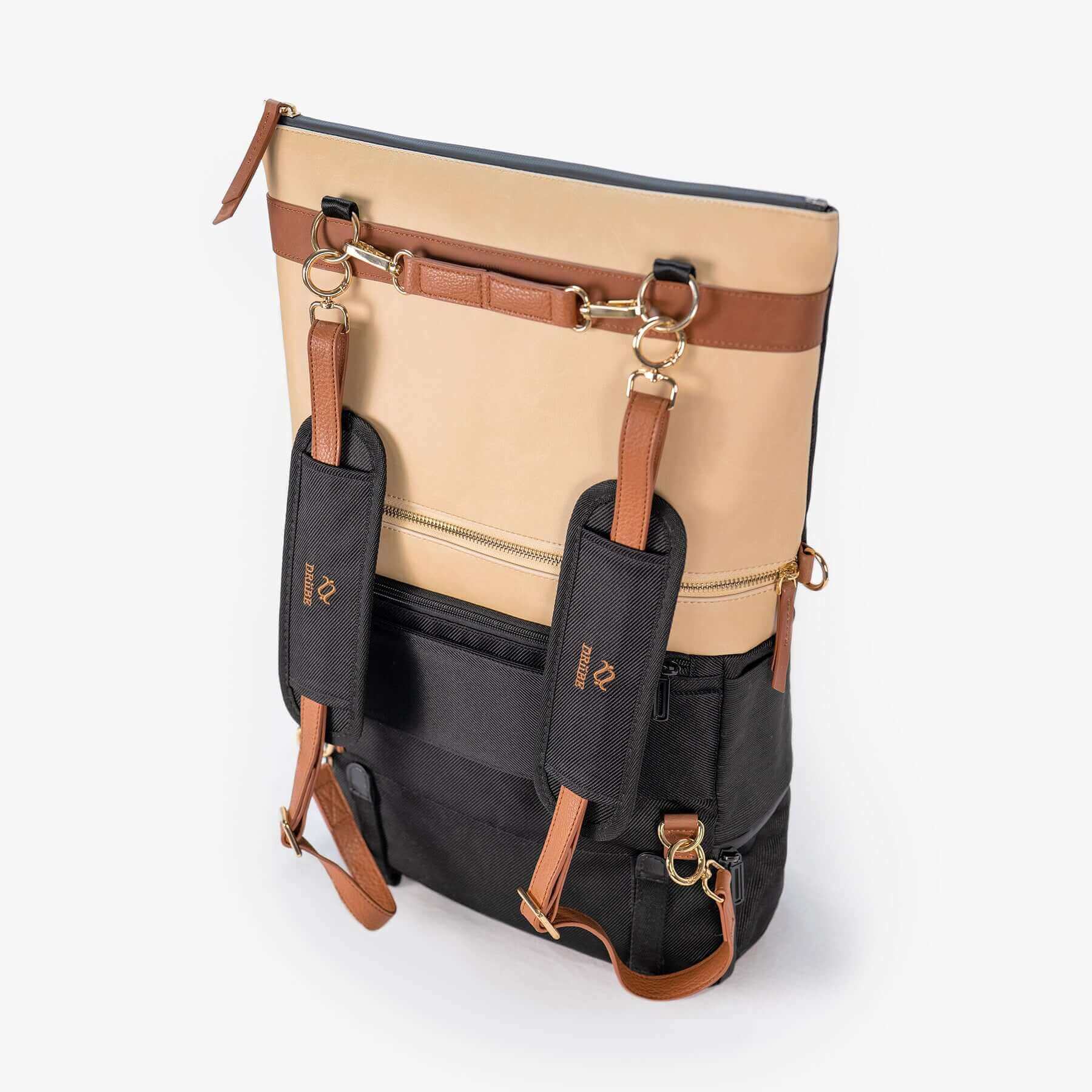 DAKOTA 3 in 1 Convertible Backpack Purse Sand Vegan Leather Travel Bag