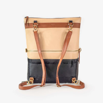 DAKOTA 3 in 1 Convertible Backpack Purse Sand Vegan Leather Travel Bag