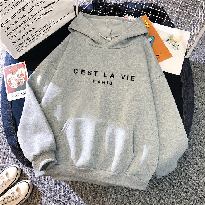 letter print new hooded sweater women&