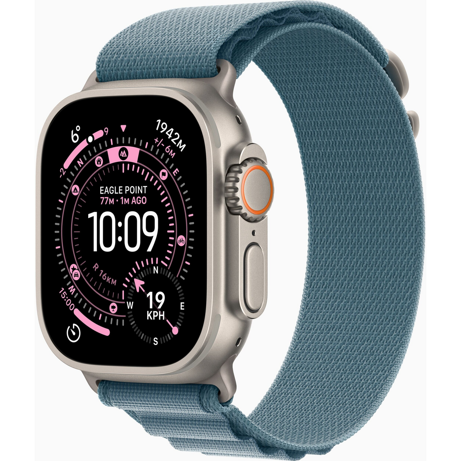 Apple Watch Ultra 3 GPS + Cellular, 49 mm Natural Titanium Case, Light Blue Alpine Loop – Size L (MEWP4QF/A)