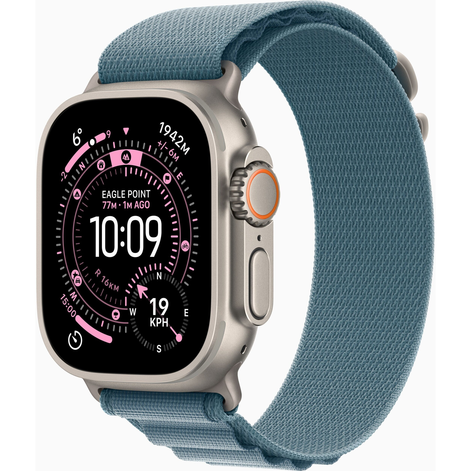 Apple Watch Ultra 3 GPS + Cellular, 49 mm Natural Titanium Case, Light Blue Alpine Loop – Size L (MEWP4QF/A)
