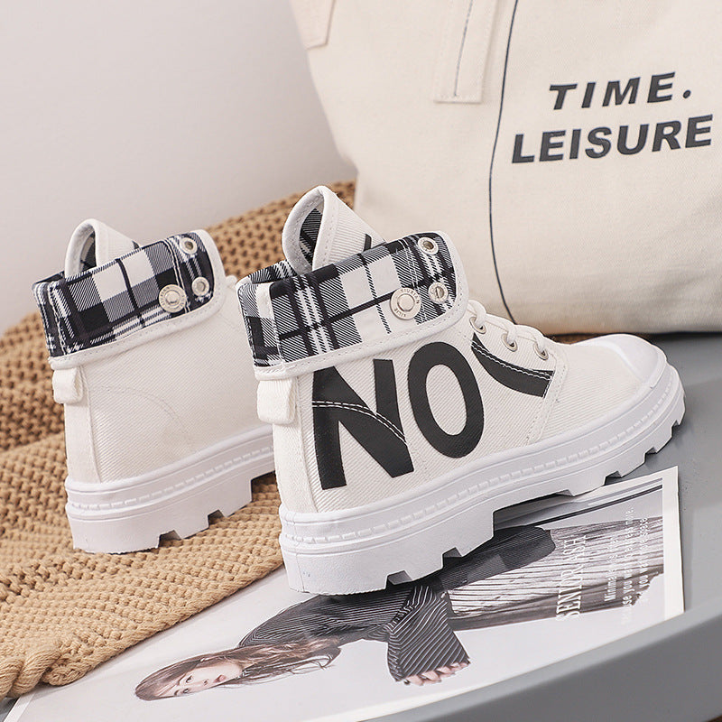 New All-match High-top Girls Canvas Short Boots Women&