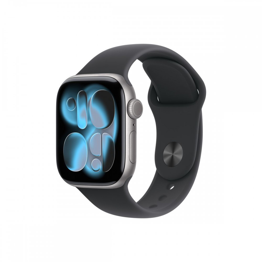 Apple Watch Series 11 GPS + Cellular, 42 mm aluminum case, black sport band (M/L) (APPLE-MF8C4MP)