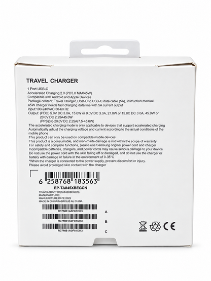 45 w Adapter with 1m cable type c 2 c