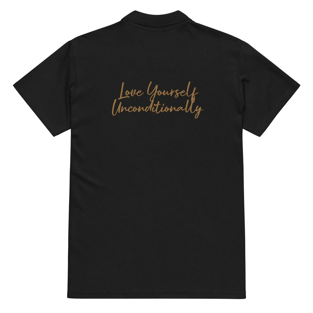 Self Love Premium pique polo shirt with Old Gold Embroidery